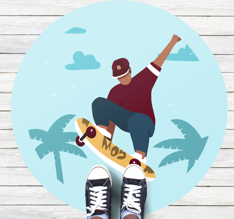 Skateboarding Illustration teenage bedroom vinyl rug - TenStickers