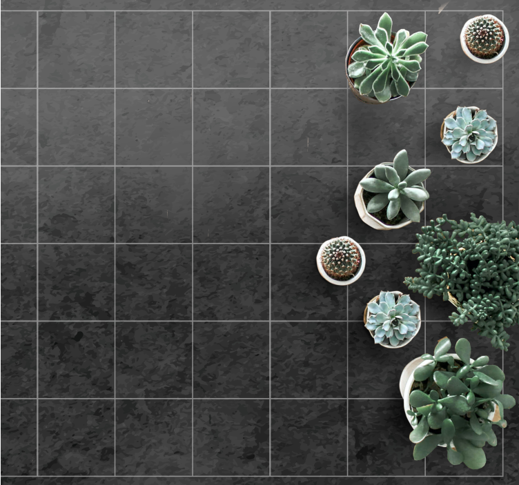 Sleek Black Squares stone effect vinyl rug - TenStickers