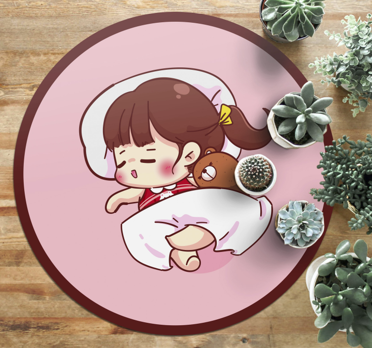 Sleeping Child Illustration kids vinyl rug - TenStickers