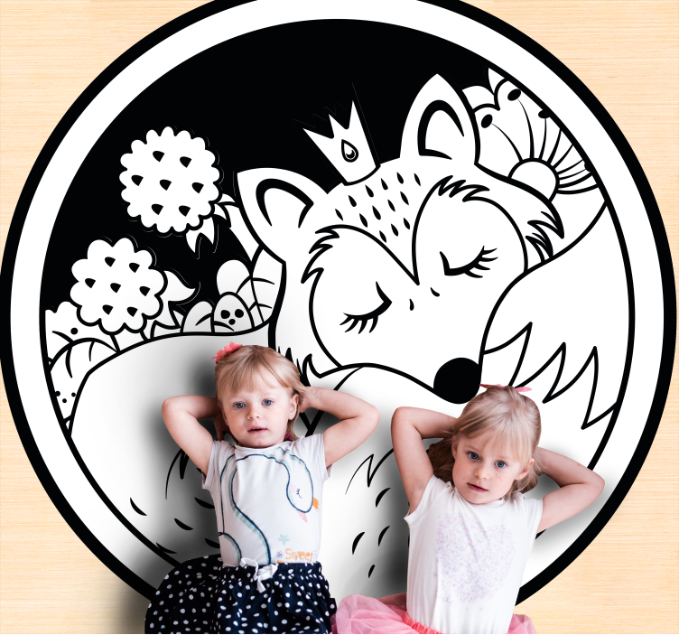 Sleeping fox animal circular vinyl rug - TenStickers