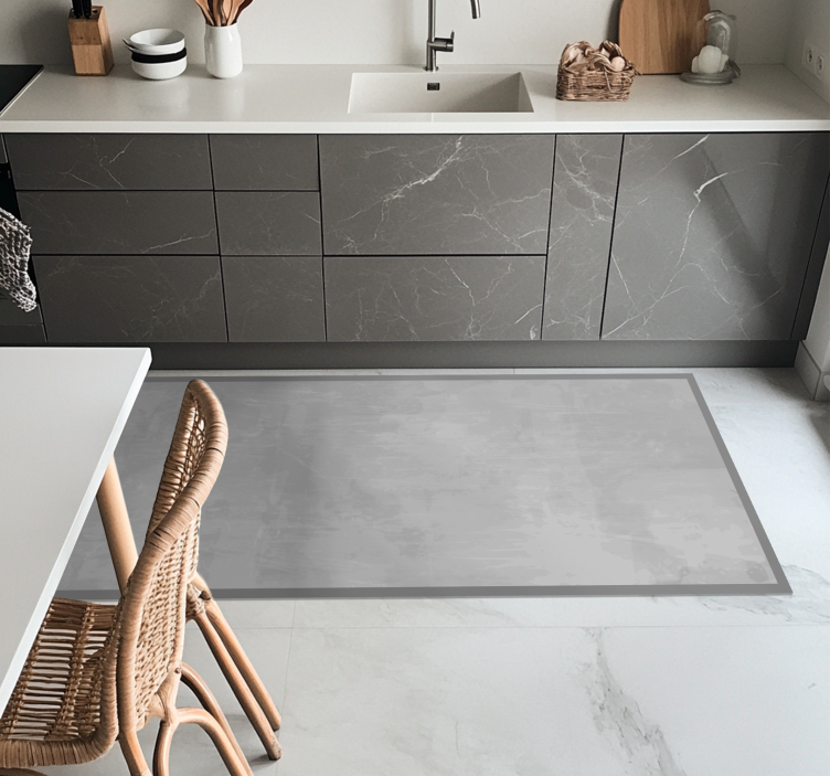 Smooth grey kitchen vinyl rug - TenStickers