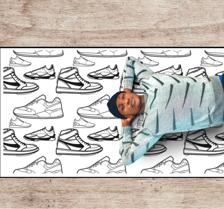 Sneaker Outline Pattern teenage bedroom vinyl rug - TenStickers