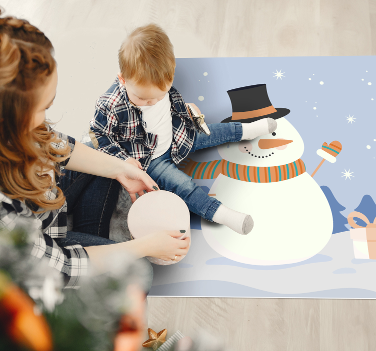 Snowman Celebration Christmas vinyl rug - TenStickers