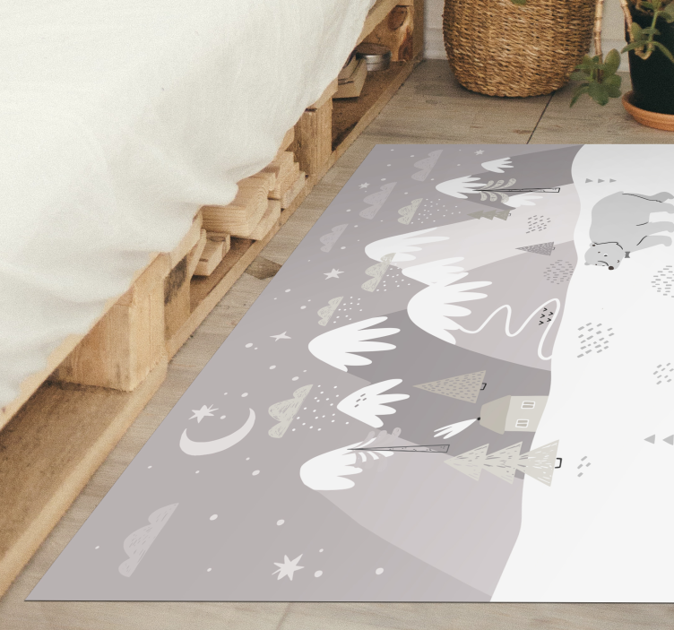 Snowy night scene kids vinyl rug - TenStickers