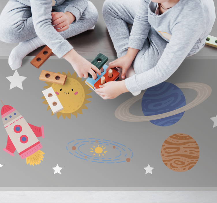 Space Adventure Theme kids vinyl rug - TenStickers