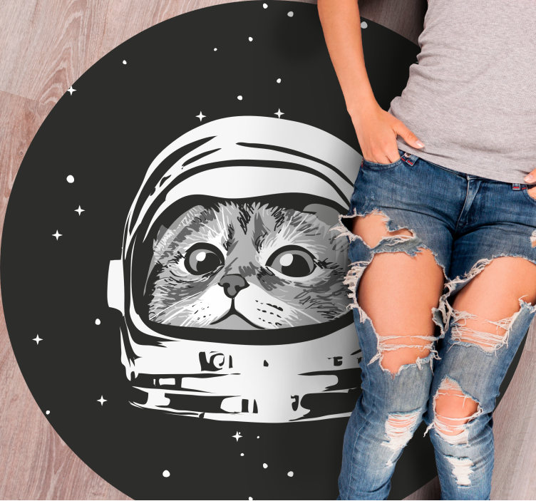 Space Cat Adventure kids vinyl rug - TenStickers