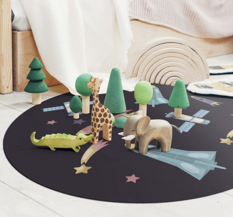 Space rockets planets kids vinyl rug - TenStickers