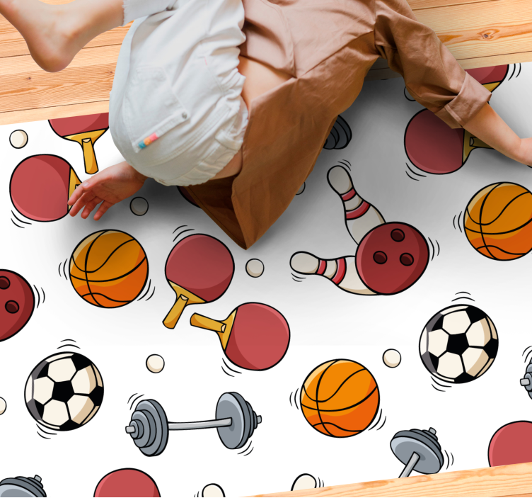 Sports Fun Elements teenage bedroom vinyl rug - TenStickers