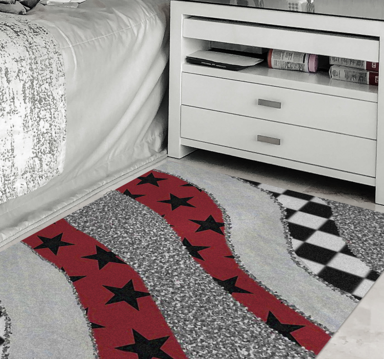 Starry red waves textured vinyl rug - TenStickers