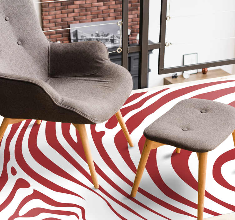 Striking Red Waves animal print vinyl rug - TenStickers