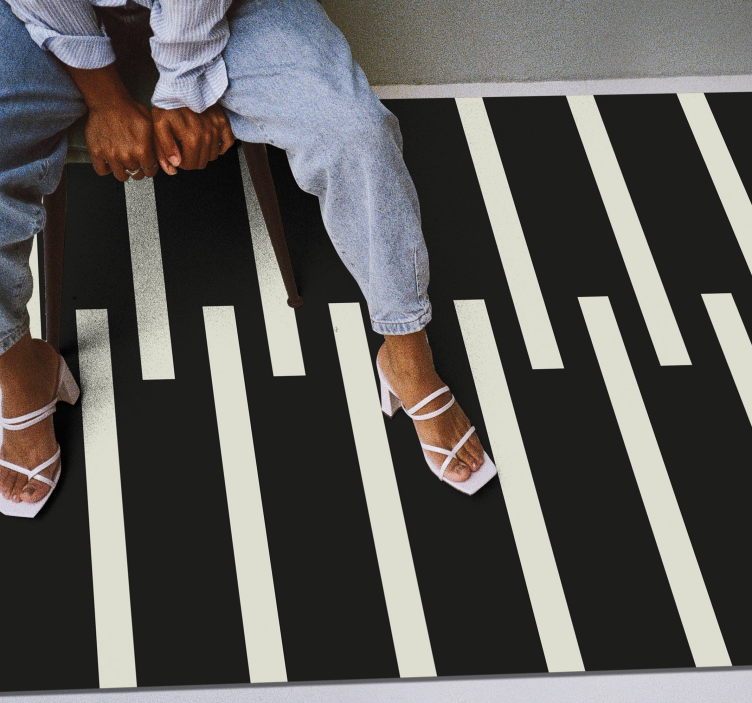 Stylish striped design teenage bedroom vinyl rug - TenStickers