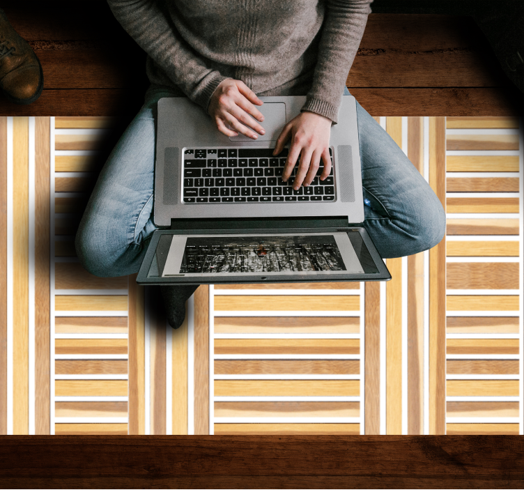 Stylish Wooden stripes vinyl rug - TenStickers