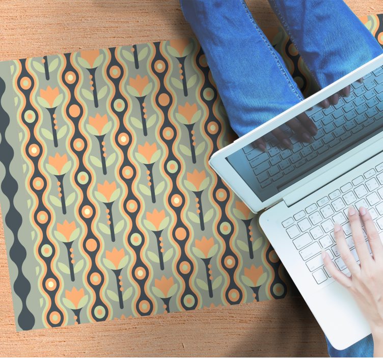 Stylized Floral Pattern teenage bedroom vinyl rug - TenStickers