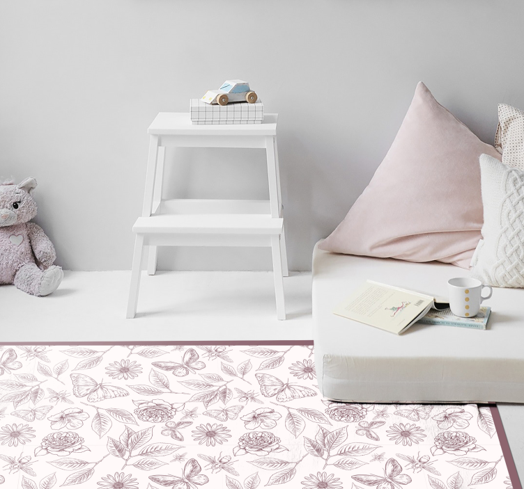 Subtle blossom arrangement floral vinyl rug - TenStickers