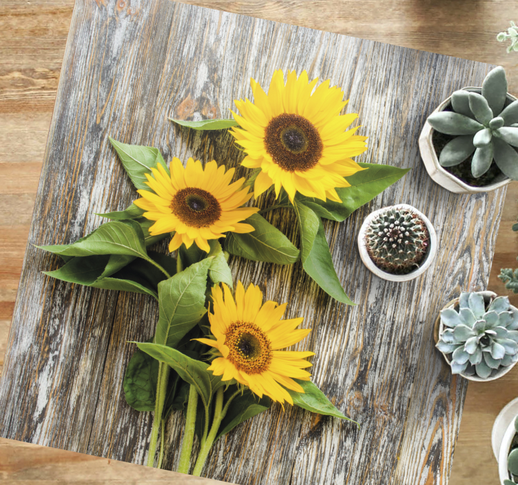 Sunflower Arrangement wood effect vinyl rug - TenStickers