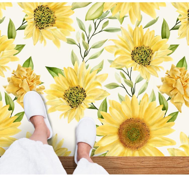 Sunflower Bloom Composition floral vinyl rug - TenStickers