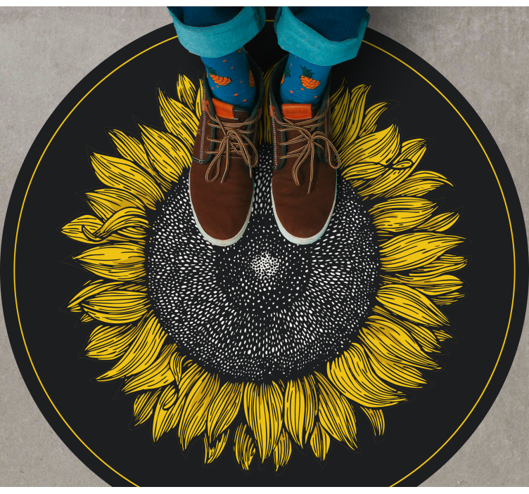 Big sunflower design floral vinyl rug - TenStickers