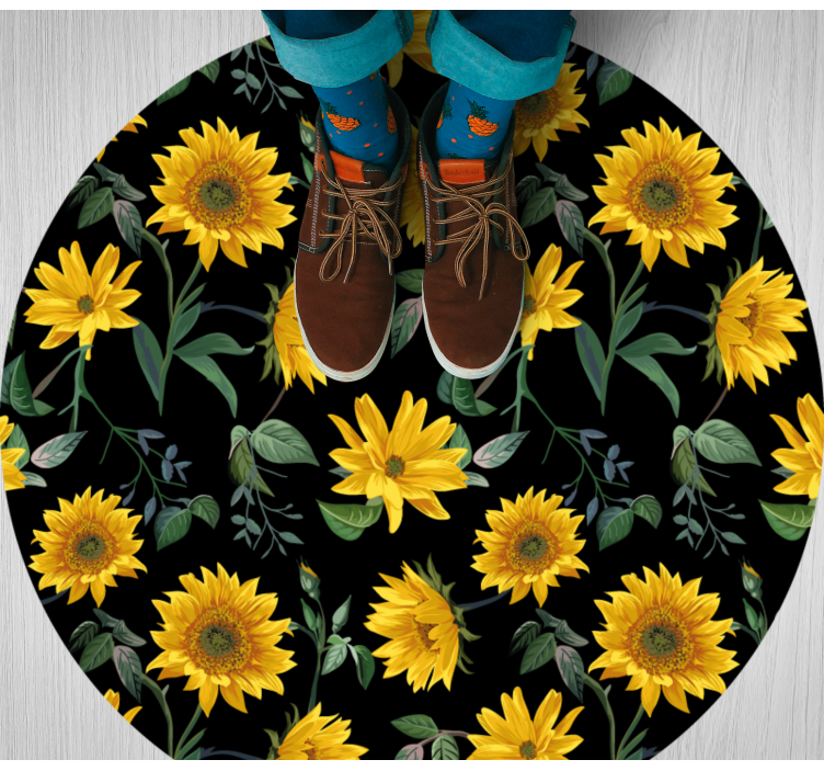 Sunflower Botanical Style floral vinyl rug - TenStickers