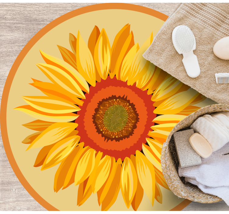 Sunflower Round floral vinyl rug - TenStickers