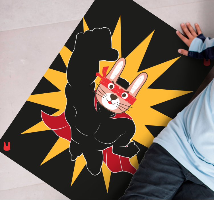 Superhero Bunny Adventure kids vinyl rug - TenStickers