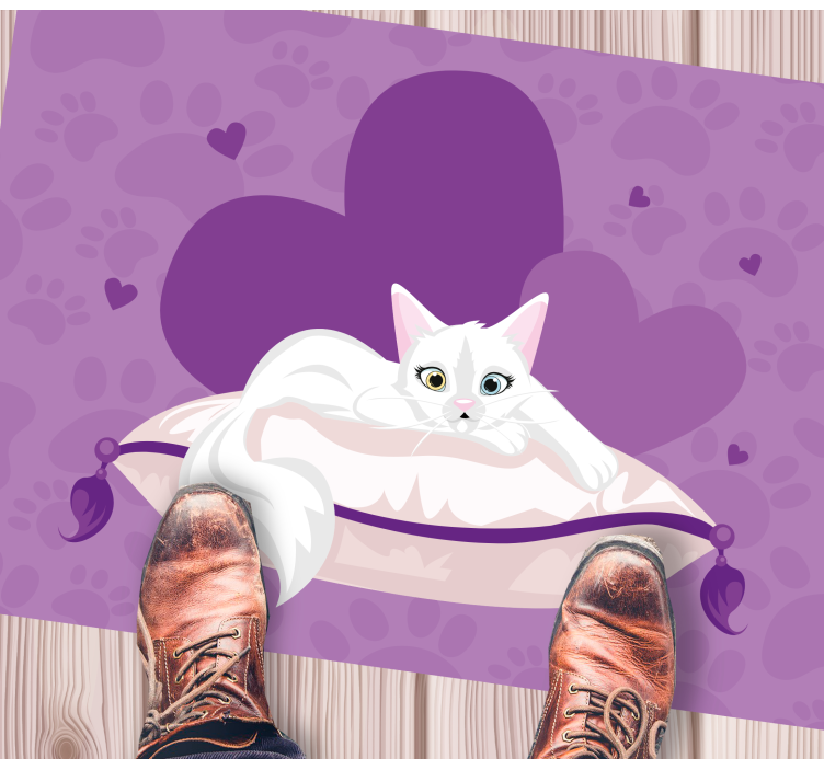 Sweet Cat Cushion animal vinyl rug - TenStickers