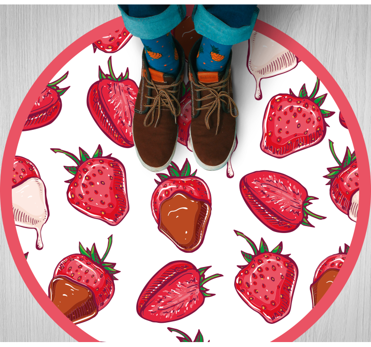 Sweet Strawberry Delight circular vinyl rug - TenStickers