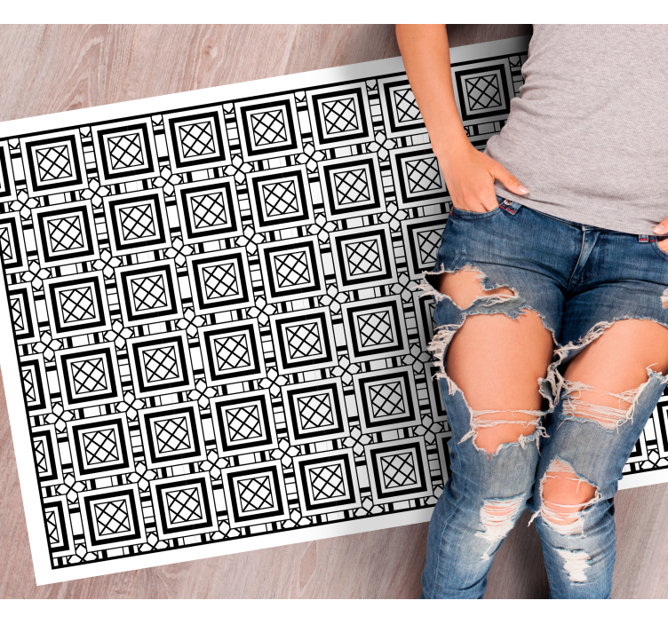 Symmetric Tile Pattern geometric vinyl rug - TenStickers