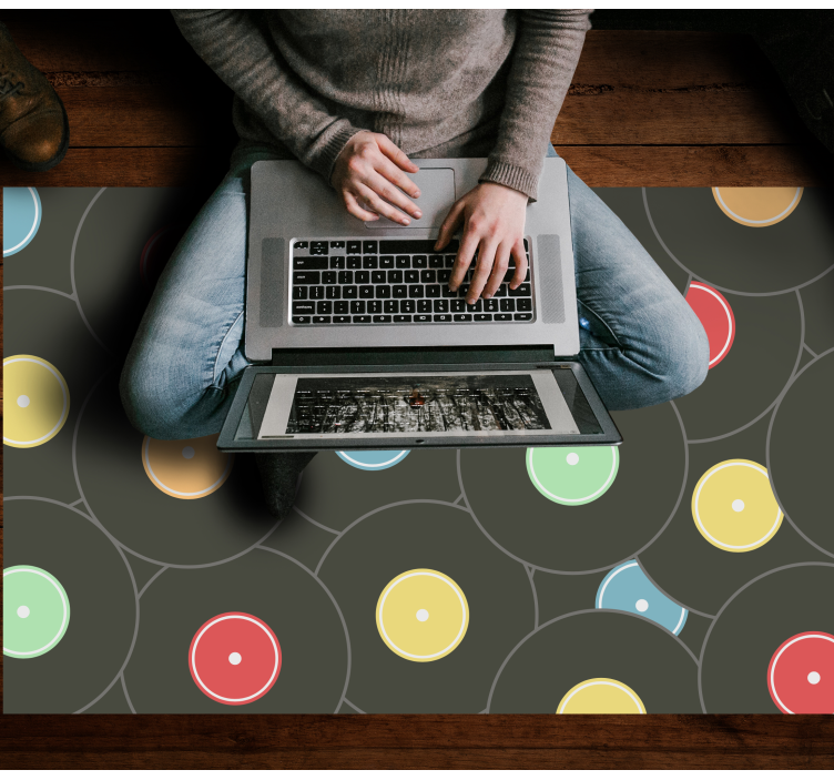 Teenage bedroom vinyl rug in vibrant vinyl discs - TenStickers
