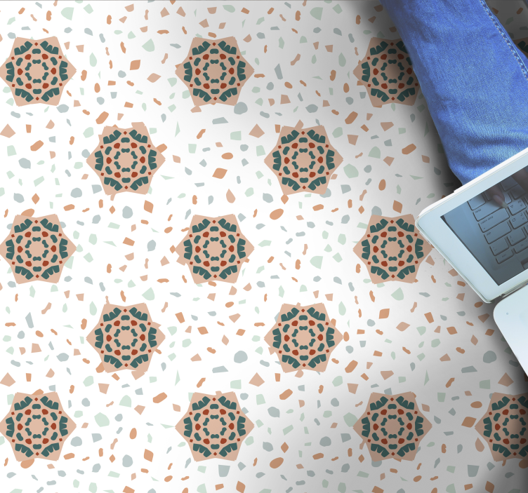 Textured vinyl rug in white mosaic design - TenStickers