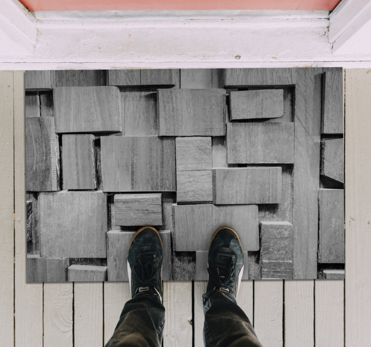 Textured Blocks wood effect vinyl rug - TenStickers