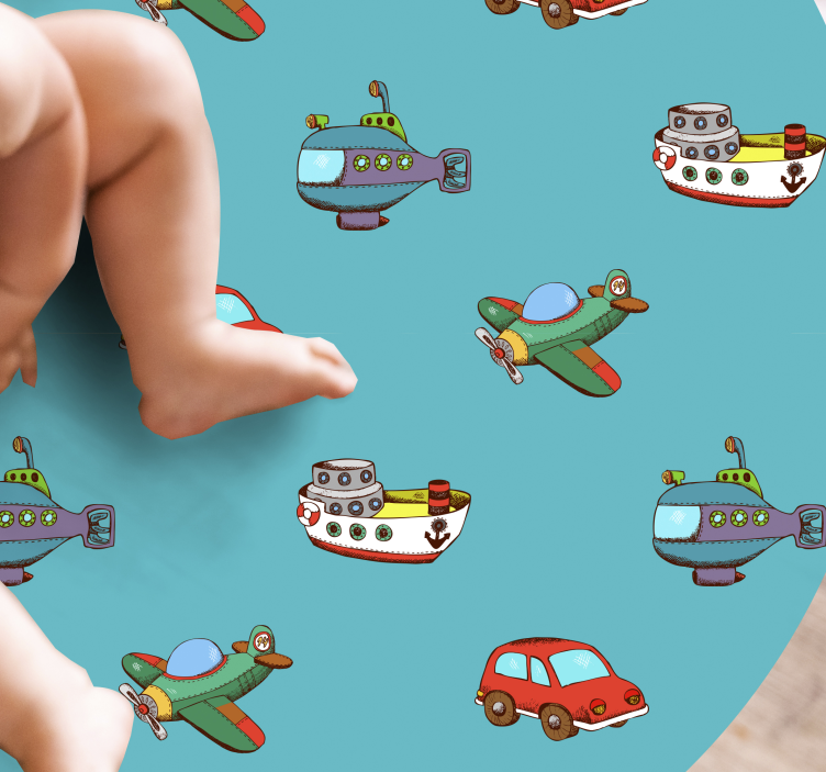 Toy Vehicles Adventure nursery vinyl rug - TenStickers