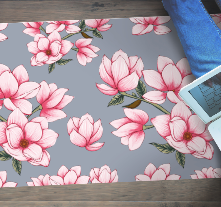 Tree beautiful magnolia  floral rug - TenStickers