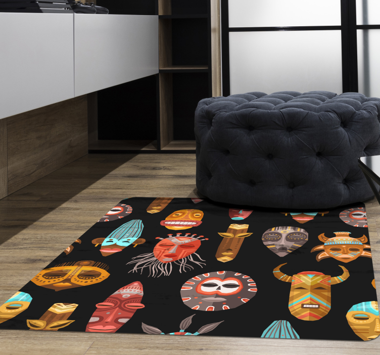 Tribal masks ethnic vinyl rug - TenStickers