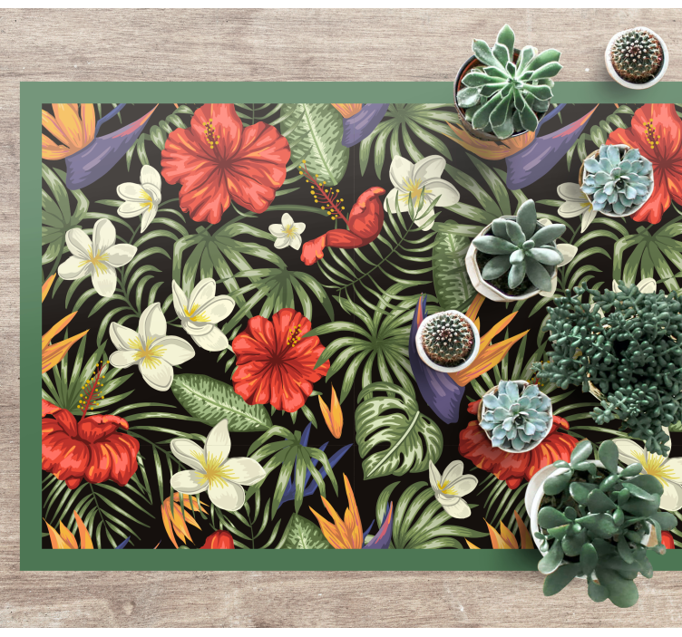 Tropical colorful pattern floral vinyl rug - TenStickers