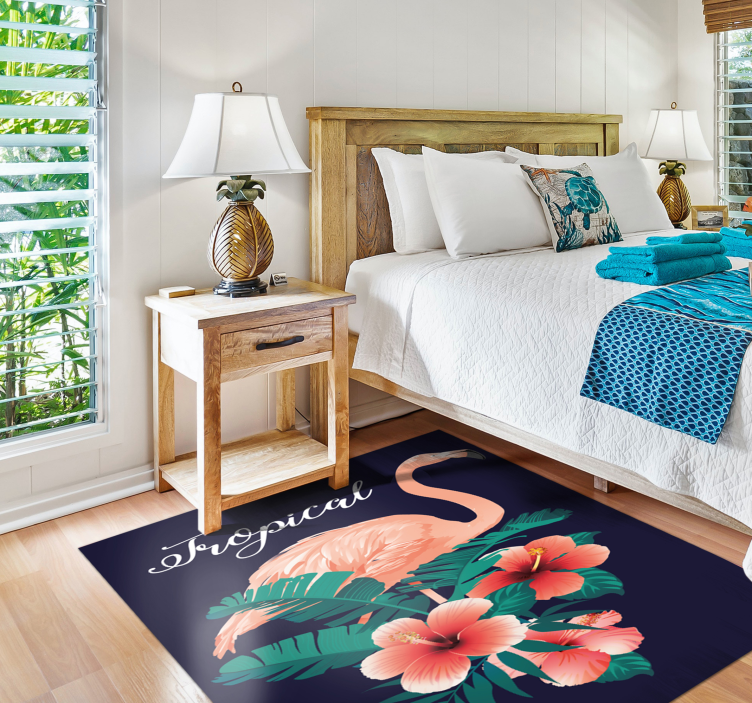 Tropical Flamingo animal vinyl rug - TenStickers