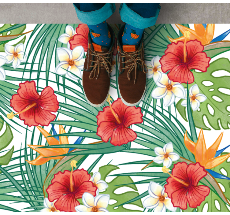 Tropical floral design floral vinyl rug - TenStickers