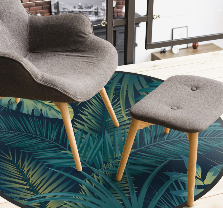 Tropical Foliage Ensemble floral vinyl rug - TenStickers