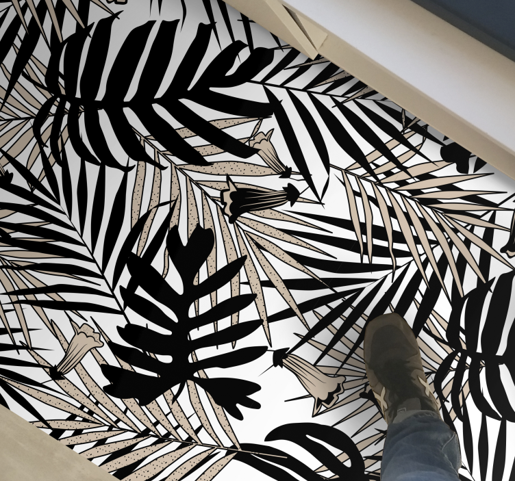 Tropical Leaf Element nature vinyl rug - TenStickers