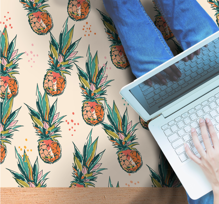 Tropical Pineapple Pattern floral vinyl rug - TenStickers