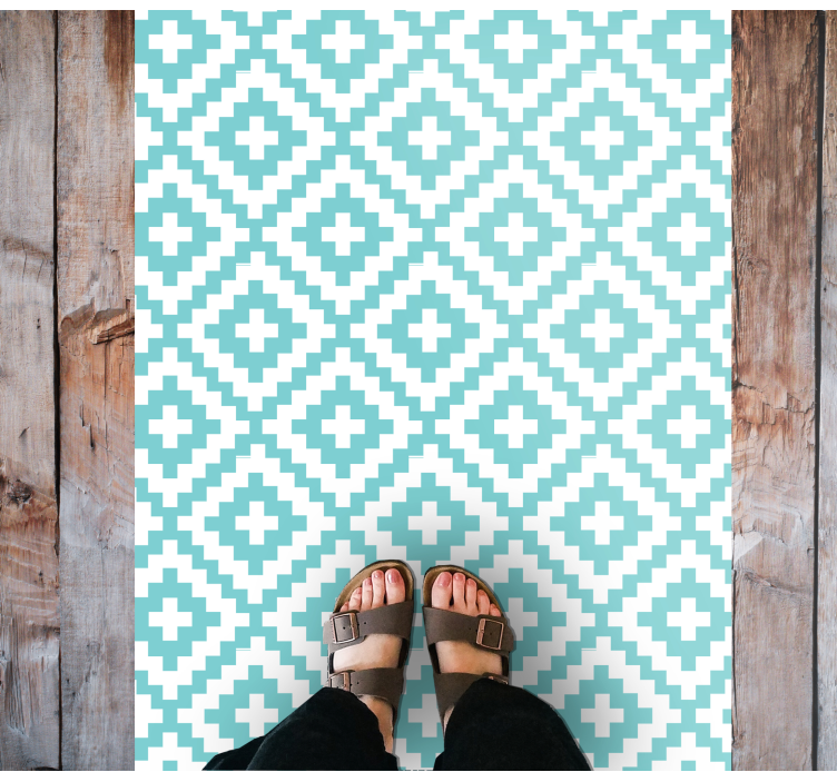 Turquoise Pattern geometric vinyl rug - TenStickers