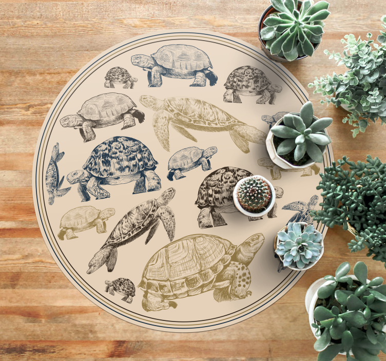 Turtles beige background animal vinyl rug - TenStickers