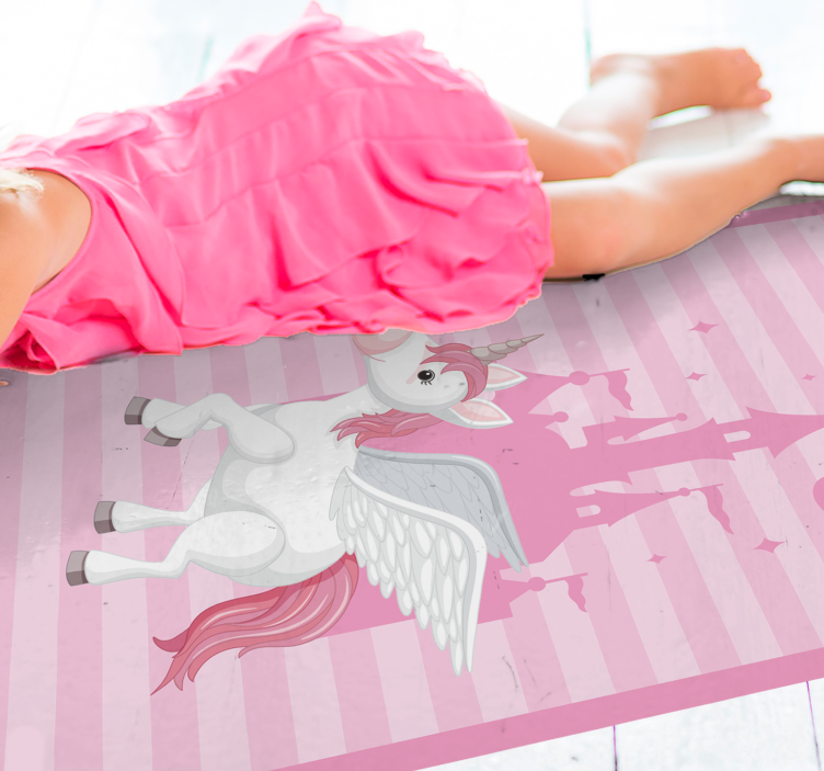 Unicorn Castle Imagery kids vinyl rug - TenStickers