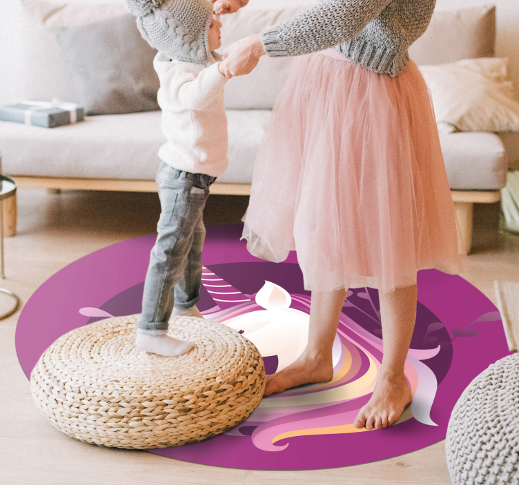 Unicorn Circular Motif kids vinyl rug - TenStickers