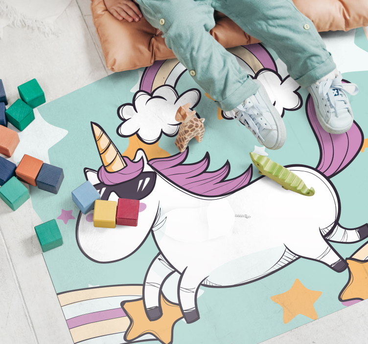 Unicorn Rainbow kids vinyl rug - TenStickers