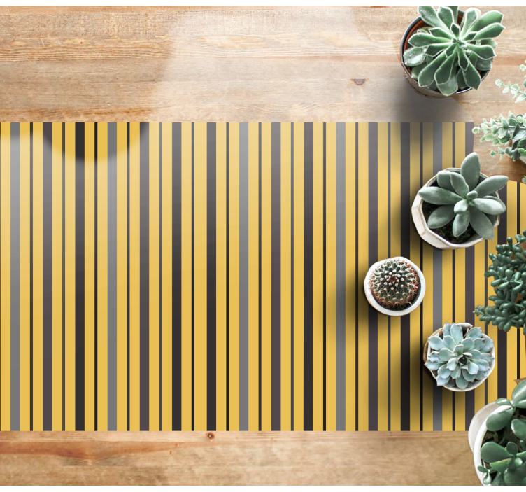 Vertical yellow pattern stripes vinyl rug - TenStickers