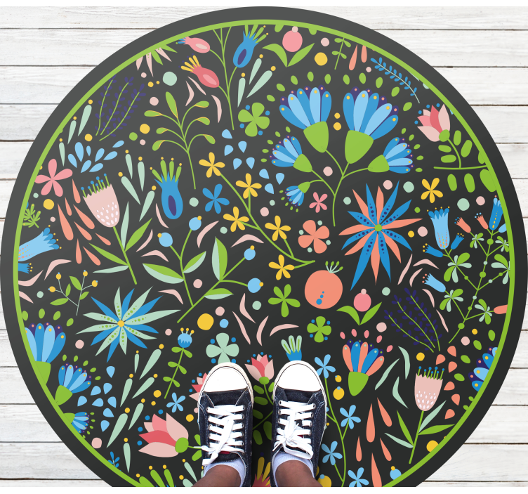Vibrant botanical print floral vinyl rug - TenStickers