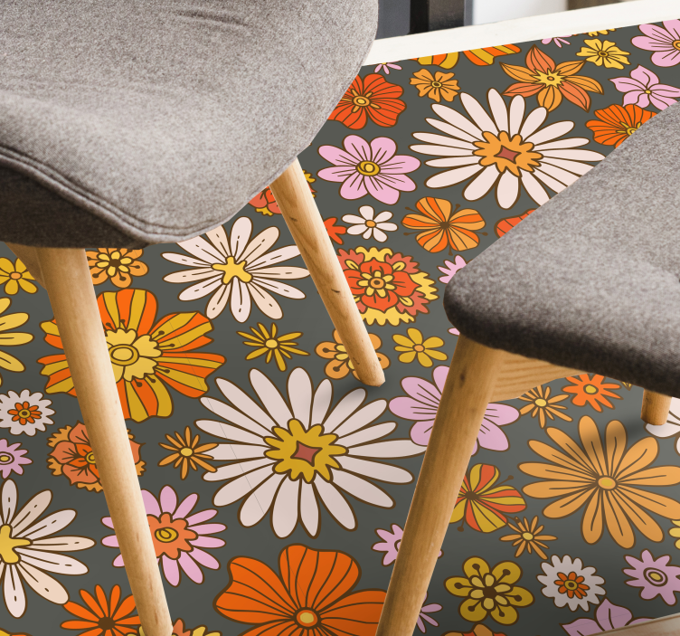 Animated set floral vinyl rug - TenStickers
