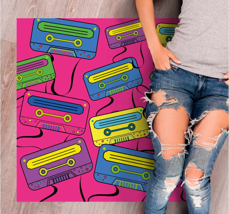 Vibrant Cassette Tapes teenage bedroom vinyl rug - TenStickers