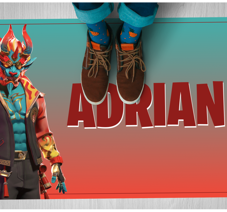 Gaming character with name teenage bedroom vinyl rug - TenStickers