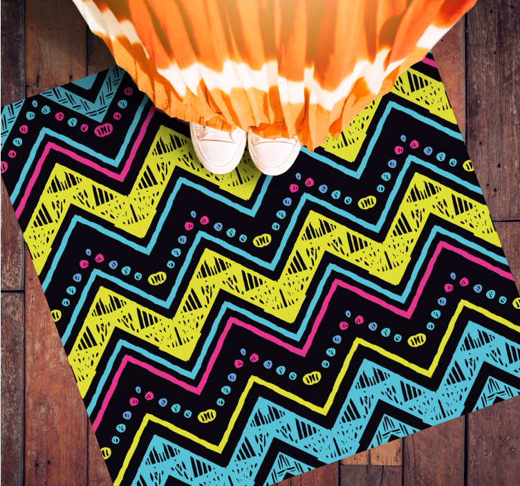 Vibrant Chevron Pattern geometric vinyl rug - TenStickers